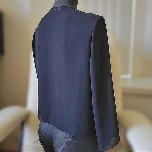 Jacques Vert black sheer chiffon shawl wrap jacket - Picture 2 of 11